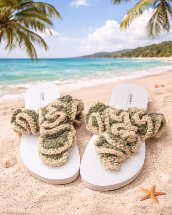 🌿Sage & Sand Ruffle Crochet Sandals Women’s 10