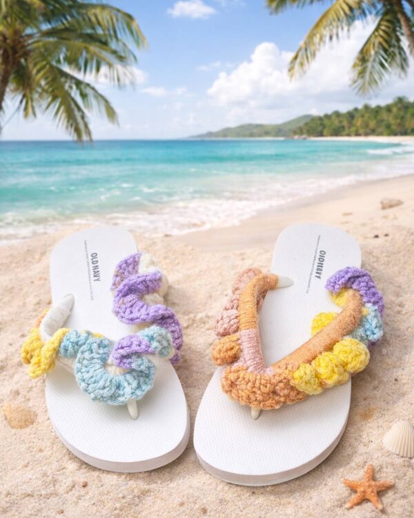 🌅 Sunset Sorbet Crochet Sandals Youth 12-13