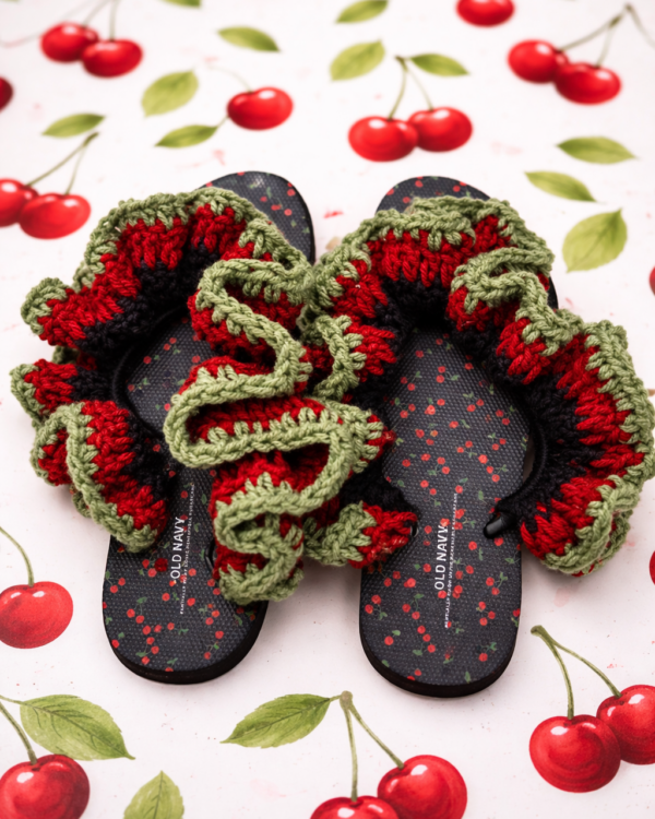 🍒Cherry Bomb Ruffle Crochet Sandals Women’s 7
