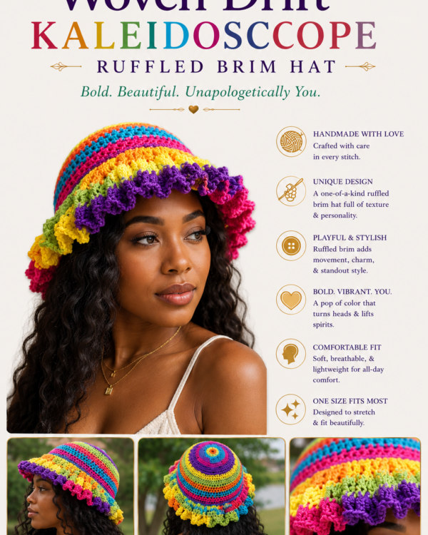 Kaleidoscope Woven Drift – Ruffled Brim Hat