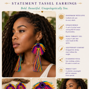 Kaleidoscope Woven Drift – Statement Tassel Earrings