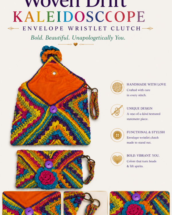 Kaleidoscope Woven Drift Envelope Wristlet Clutch