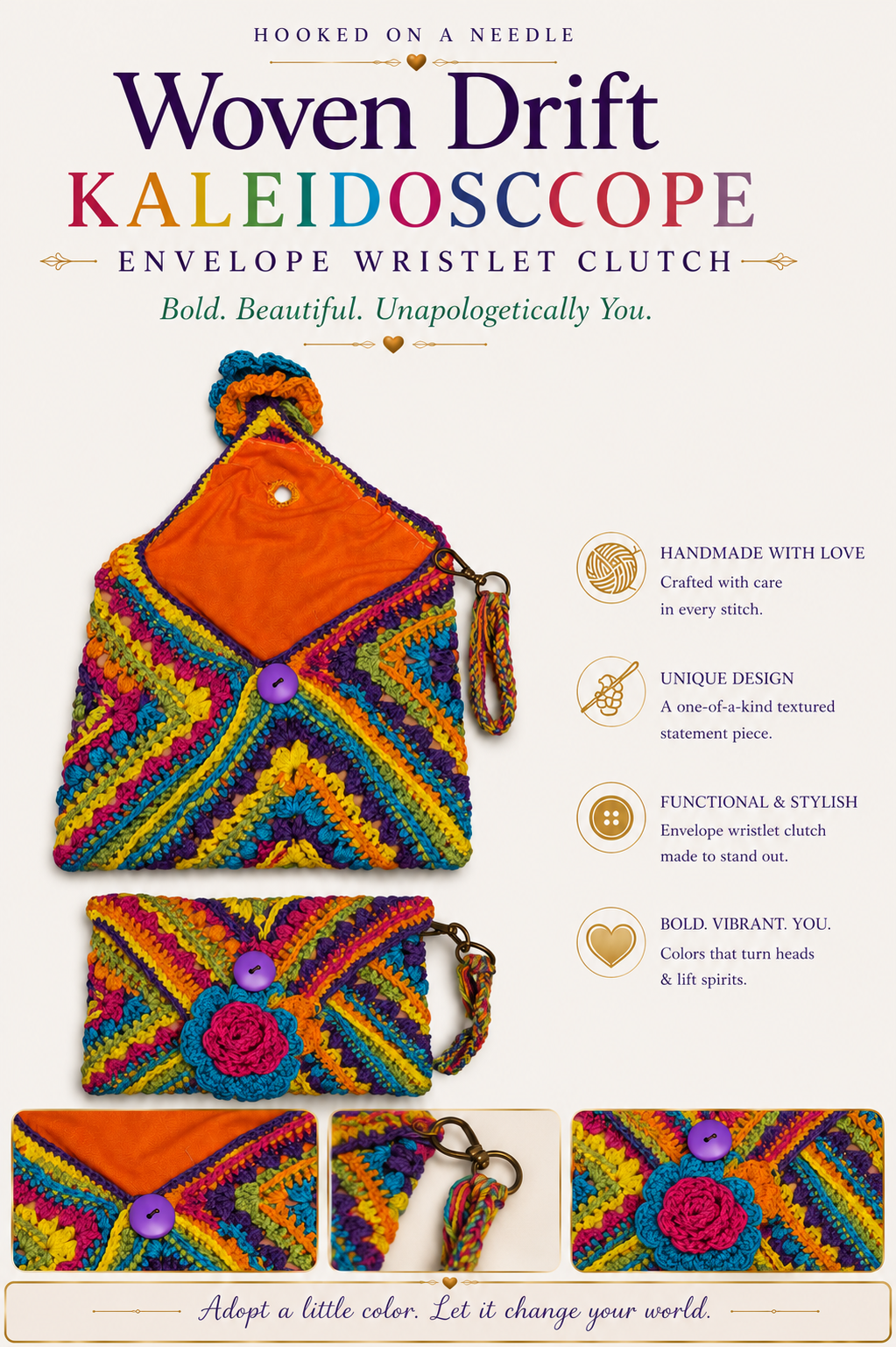 Kaleidoscope Woven Drift Envelope Wristlet Clutch