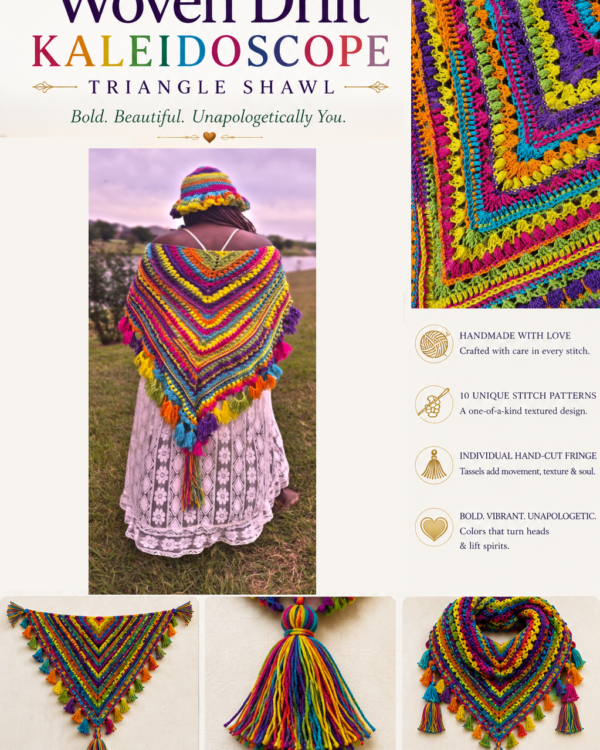 Kaleidoscope Woven Drift Triangle Shawl